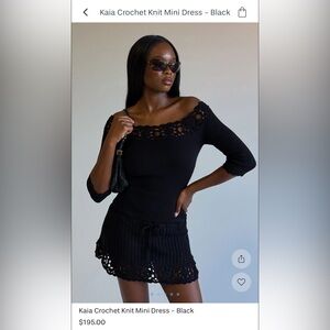 NWT . Frankies Bikinis Crochet Knit Mini Dress - Black